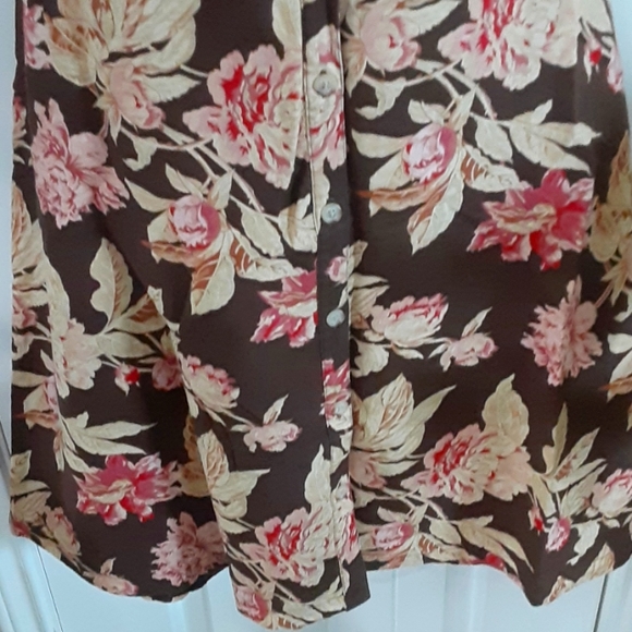 CHAPS, Linen Blend, Button Front Floral Pattern Midi Skirt Size 14 - Picture 5 of 10